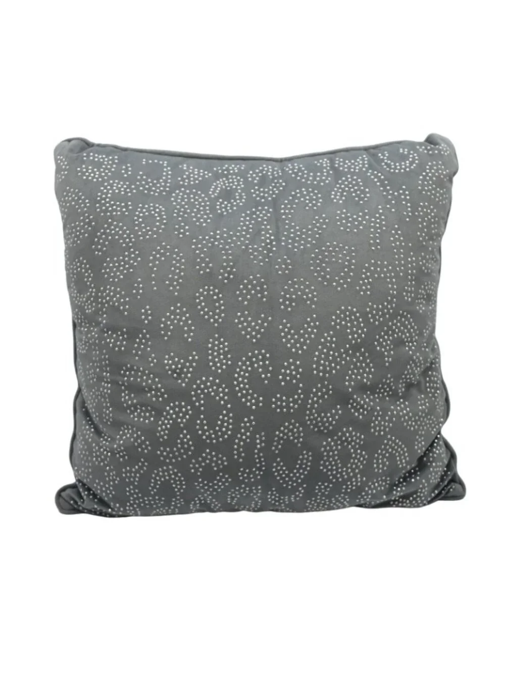 Dormify Gray Velvet Leopard Studded Throw Pillow 20x20 Silver Accent